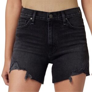 HUDSON Jeans Devon High Rise Denim Boyfriend Shorts Distressed Black Size 26
